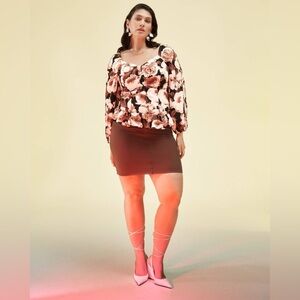 Addition Elle Linen Blouse Sweetheart Neckline Smocked Back Size 4x NWT